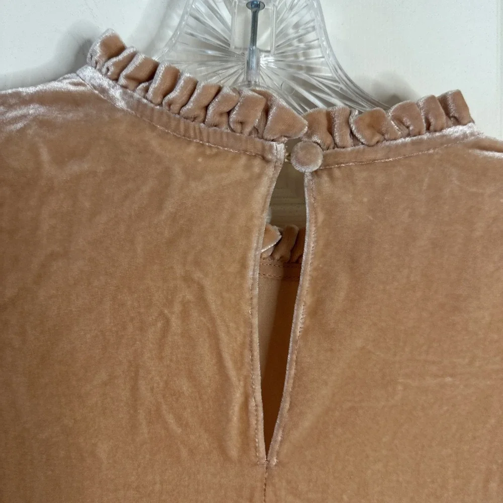 Ulla Johnson Gilles Velvet Puff Long Sleeve Blouse in Peach Size‎ 4
